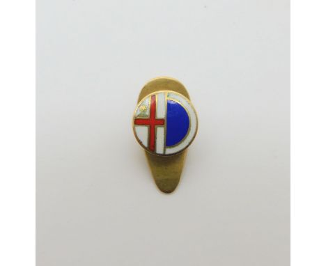 An 18ct gold Italian made enamel lapel button, weight 2.5gms Condition Report:Available upon request