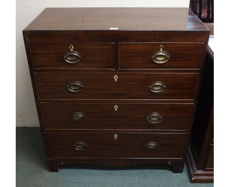 A Victorian mahogany two over three chest of drawers on bracket feet, 100cm high x 91cm wide x 45cm deep Condition Report:Ava