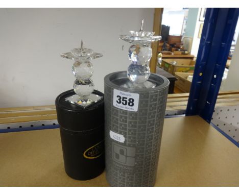 Swarovski, two candlestick holders, boxed.