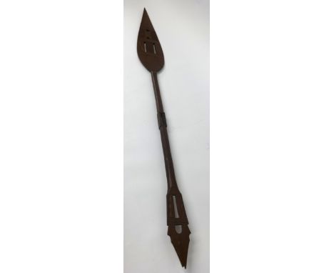 An African carved wood sphere, length 150cm also a spiral twist carving and a walking stick (3).