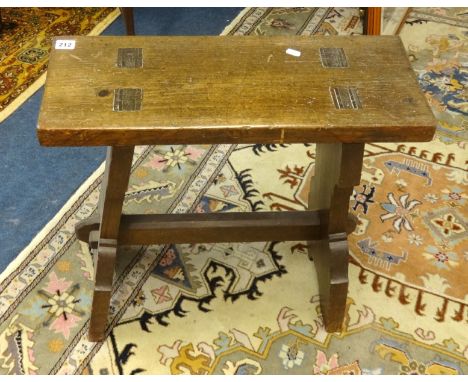 A jardinière stand, brass and leaded glass fire screen, copper wine cooler and prayer stand (4).