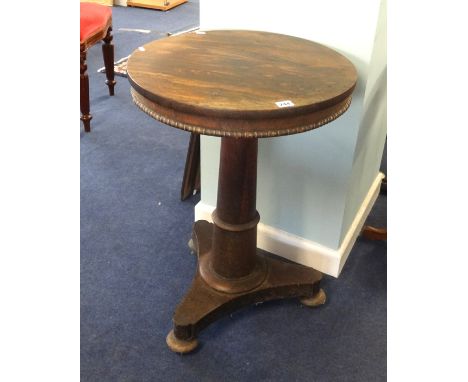 A 19th Century rosewood pedestal wine table on platform base together with a mahogany tripod table (2).