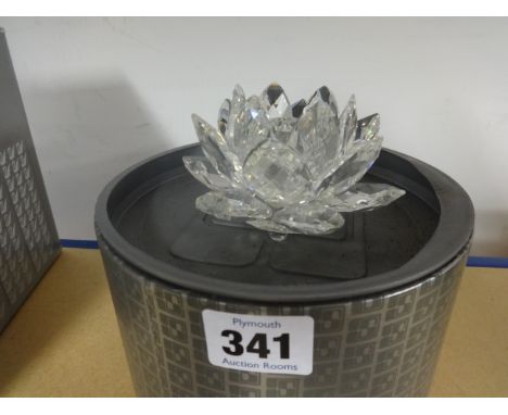 Swarovski, leaf candlestick holder, boxed.