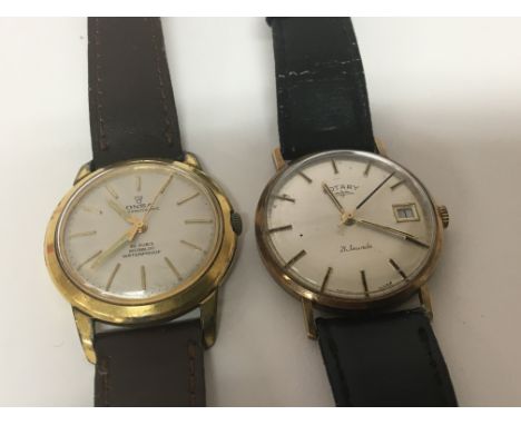 A Gents 9carat gold rotary watch 21 Jewel seen working and a Vintage Onsa Automatic watch seen working (2)