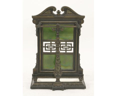 A Coalbrookdale cast iron stick stand,with a part-tiled back and lift-out tray, cast 'Coalbrookdale Rd. No. 4737',75cm high