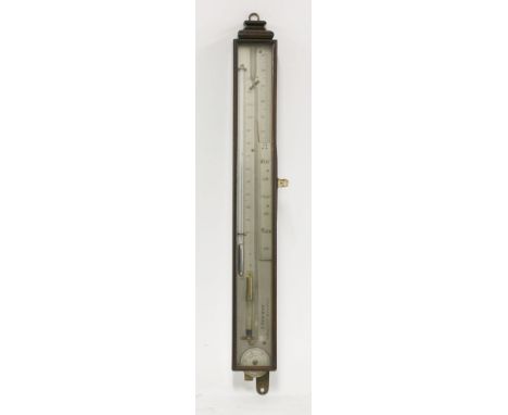 A mahogany cased 'Sympiesometer' or 'air barometer',c.1840, the silvered register with an ivory-handled sliding scale and rot