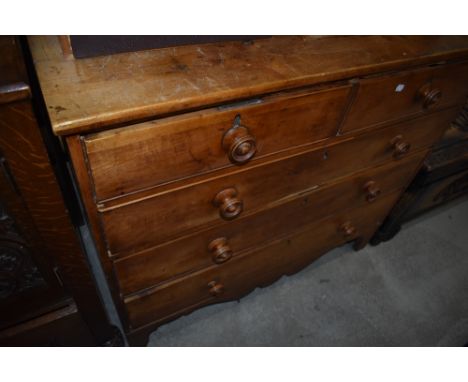 A 19th Century fruitwood chest of two over three drawers, on bracket feet, width approx. 110cm