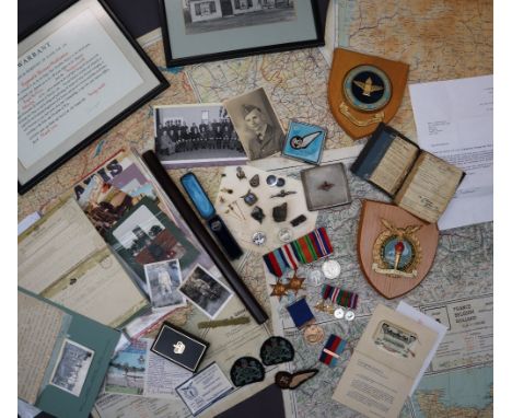Sgt Reginald Thomas Hoskisson - A caterpillar club badge and certificate, together with four World War II medals including Th