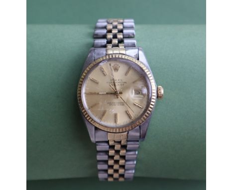 A Rolex Oyster Perpetual Datejust gold and stainless steel gentleman's wristwatch, reference no. 16013, serial no. 573***8, c