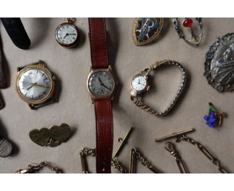 A lady's 9ct gold Roamer wristwatch together with another 9ct gold wristwatch, a gentleman's Panther wristwatch other assorte