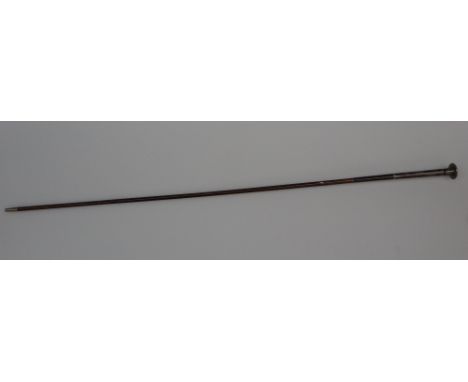 A white metal mounted walking stick, with heart shaped decoration, 95cm long