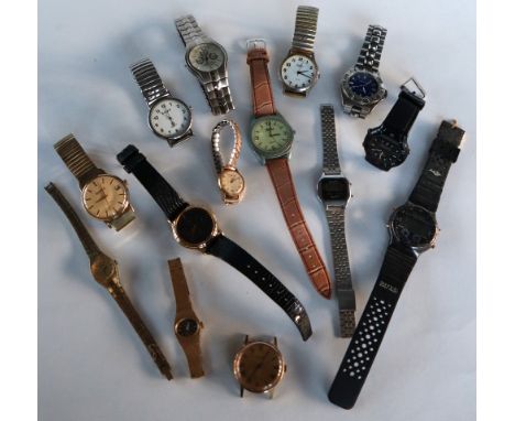 A gentleman's Timex quartz wristwatch together with a collection of gentleman's wristwatches including Shye, Sekonda, Casio, 