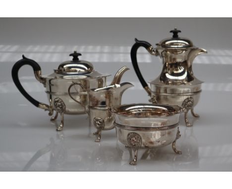 A George V silver four piece teaset, Sheffield, 1926 and 1923, Fenton Brothers Ltd approximately 2070 grams 