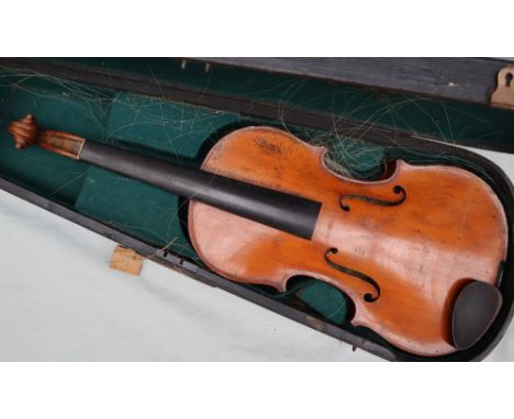 A violin with a two piece back, bears a trade label The Garrodus violin, dated 1897, overall 58.5cm long, back not including 