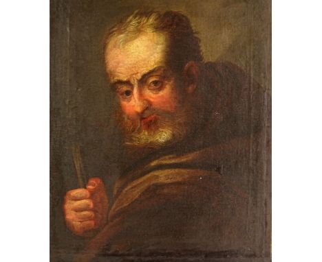 Antique Old Master Style Oil on Canvas "Old Man" Unsigned. Craquelure or in good antique condition. Measures 25-1/2" x 19-1/2