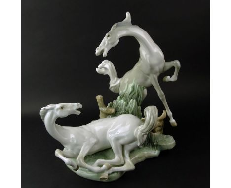 Large Lladro Porcelain Horse Group. Signed. Very good condition. Measures 16"H. Shipping $185.00