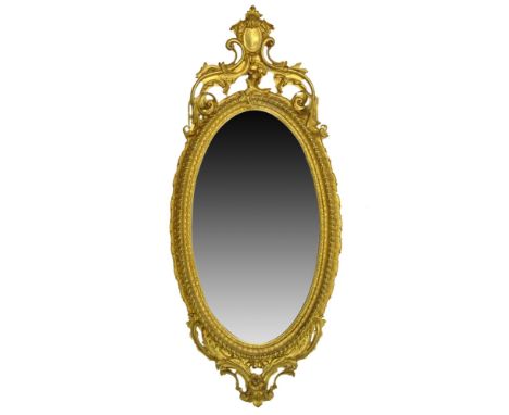 Large 19/20th Century Carved and Gilt Wood Mirror. Unsigned. Rubbing and minor losses, overall good antique condition. Measur
