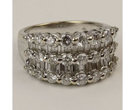 Lady's Approx. 2.40 Carat Diamond and 18 Karat White Gold Band. Diamonds G-H color, VS1-VS2 clarity. Signed 18K. Very good co