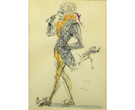 Salvador Dalí, Spanish (1904-1989) Color Lithograph. "Fancy Man" Signed and numbered in pencil 164/300. Light toning or in go