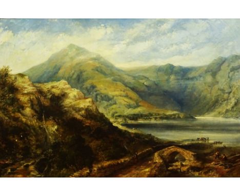 Thomas Richard Colman Dibdin, British (1810-1893) London. Oil on Canvas Landscape "The Head of Loch Eyre". Signed Lower Right