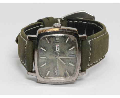 An Enicar Star Jewels manual wind wristwatch, case width 36mm, later leather strap.  Condition - appears in working order, ho