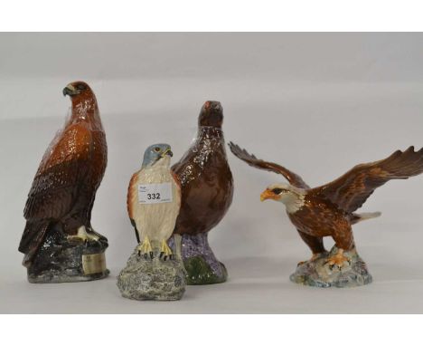 Group of three Beswick decanters including Golden Eagle, Kestrel and Pheasant, all sealed with contents together with a Bald 