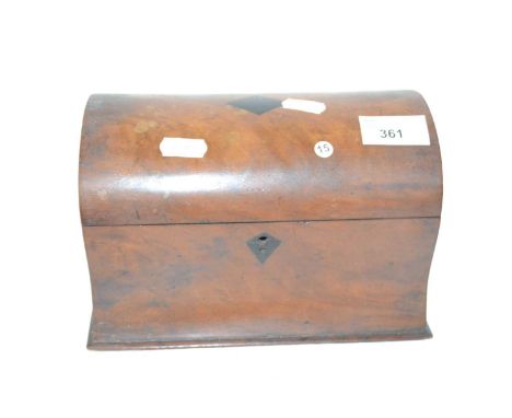 A small Victorian mahogany dome topped tea caddy of waisted form, the interior with two covered sections, 20cm wide