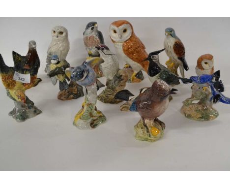 Collection of Beswick birds No 925, 929, Lesser Spotted Woodpecker, Owls, Pigeons etc