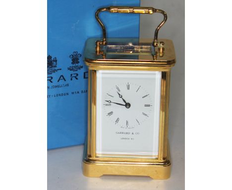 A modern Garrard &amp; Co brass carriage clock with box.  