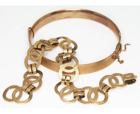 A vintage Coco Chanel style linked bracelet, marked 9ct and maker's mark JG&amp;S, length 19cm, wt. 11.01g, together with a y