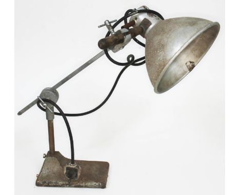 An industrial style angle lamp.  