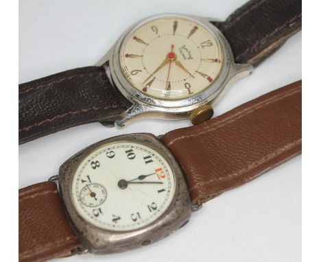 An early 20th century hallmarked silver cased wristwatch together with a Services Colonial manual wind wristwatch.  