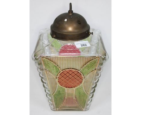 An Art Deco pressed glass hanging light shade, height 30cm.  