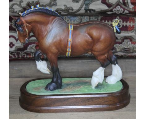 A Ltd Edition Royal Worcester 'Shire Stallion' equestrian figure modelled by Doris Lindner numbered 282/500 to base, on fitte