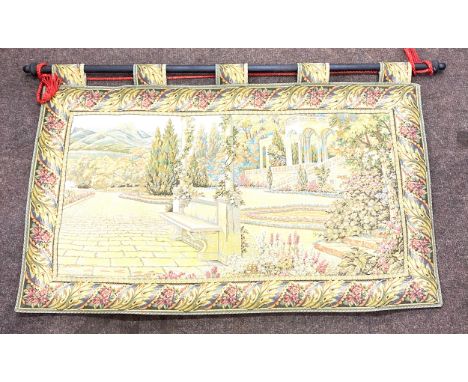 Antique wall hanging tapestry, approximate measurements: Width 44 inches, Height 28 inches