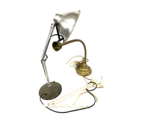 Vintage chrome anglepoise lamp with aluminium shade and other lamp parts 