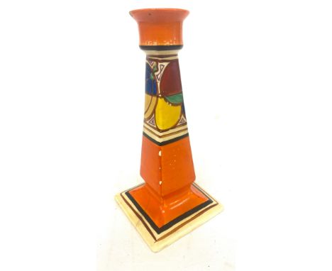 Clarice cliff Fantasque melon Pattern candlestick- some damage 