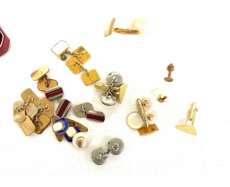 Large selection of assorted cufflinks includes some with enamel 