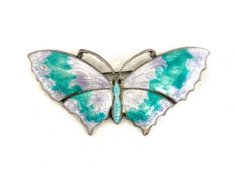 Silver and enamel butterfly brooch, hallmarked 