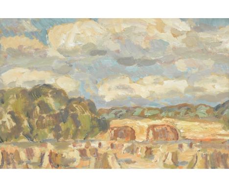 Sir William MacTaggart PPRSA RA FRSE HonRSW LLD (British, 1903-1981)Harvest Field, East Lothian indistinctly signed 'W-Mactag