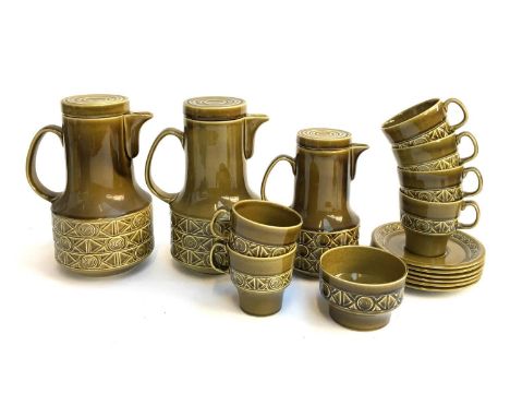 A Beswick coffee set, comprising two coffee pots, milk jug, sugar bowl, cups (6), saucers (6) 