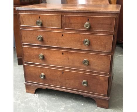 A 19th century oak chest of two short over three long drawers, on bracket feet, 85x49x86cmH 