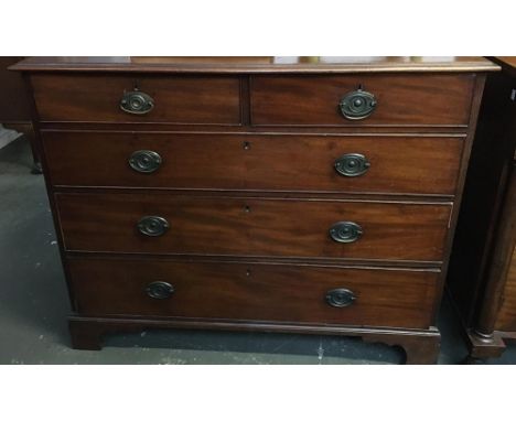 A late 19th/early 20th century mahogany chest of two short over three graduating drawers, on bracket feet, 115x55x94cmH 