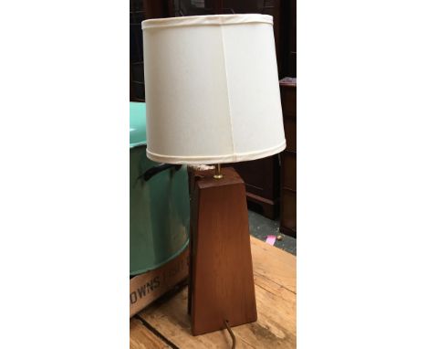 A wooden table lamp with shade, 53cmH 