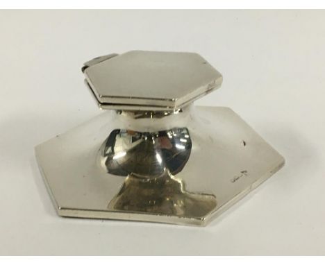 A hexagonal silver inkwell by Walker &amp; Hall, Sheffield, 2.4oz 