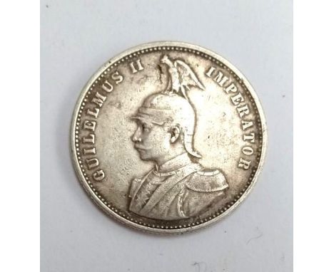 A German East Africa 1898 silver Rupie, OBV: GUILELMUS II IMPERATOR, REV: DEUTSCH-OSTAFRIKANISCHE GESELLSCHAFT EINE RUPIE 