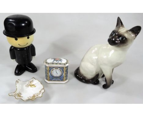 A Beswick standing cat, no.1882, impressed marks beneath, 27cm H, a Homepride plastic chef figure, a Hammersley leaf shaped d