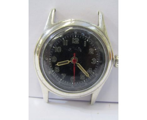 SILVER CASED ROTARY PRINCTON WRIST WATCH, with black dial, circa 1940, caliber 2/630 with 3 adjustments, in rare sterling sil