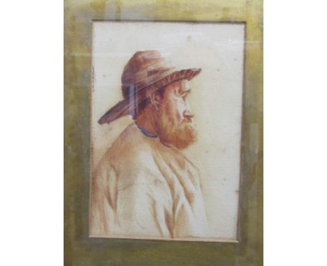 CORNISH SCHOOL, pair of unsigned watercolours "Portrait of Elderly Lady with white bonnet and Companion", 9.5" x 7" 