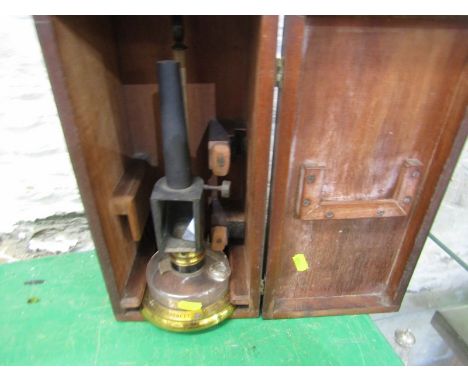 MICROSCOPE OIL LAMP, by Flatters &amp; Garnett in original carrying case. 